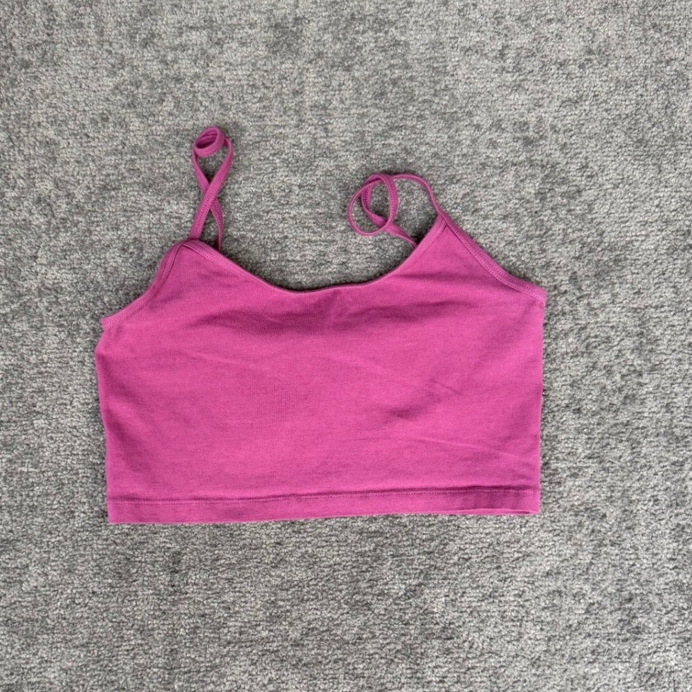 Tna Aritzia Cropped Camisole Top Berry Pink Medium Cotton Stretch 67828